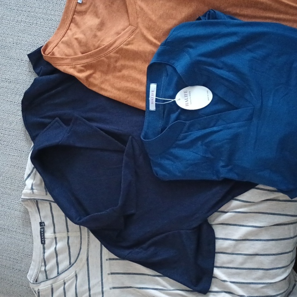 NWT Lg Tops Blue Beige